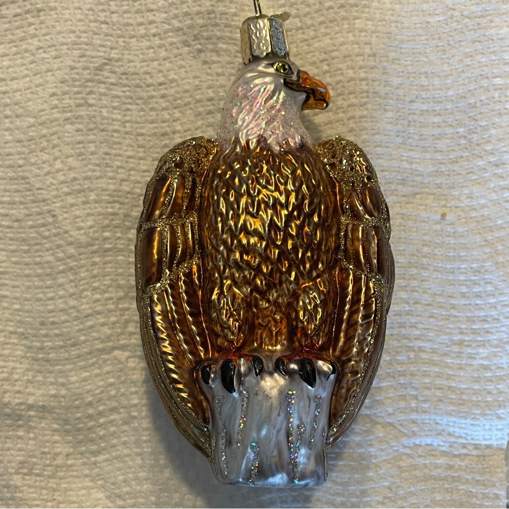 OWC Old World Bald Eagle Vintage Blown Glass Christmas Ornament 4.5"